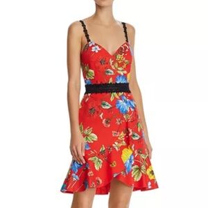 Alice + Olivia Kirby Spaghetti Strap Dress in Seine Garden Sz 12